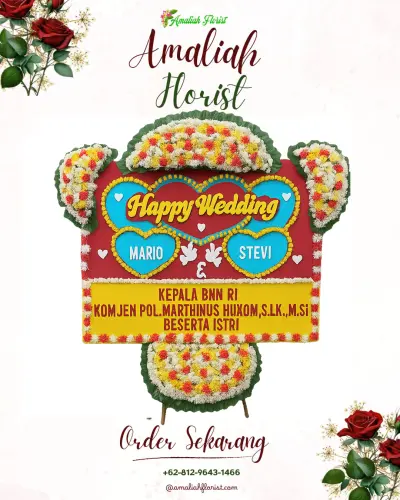 Karangan Papan Bunga Pernikahan di Cikaobandung